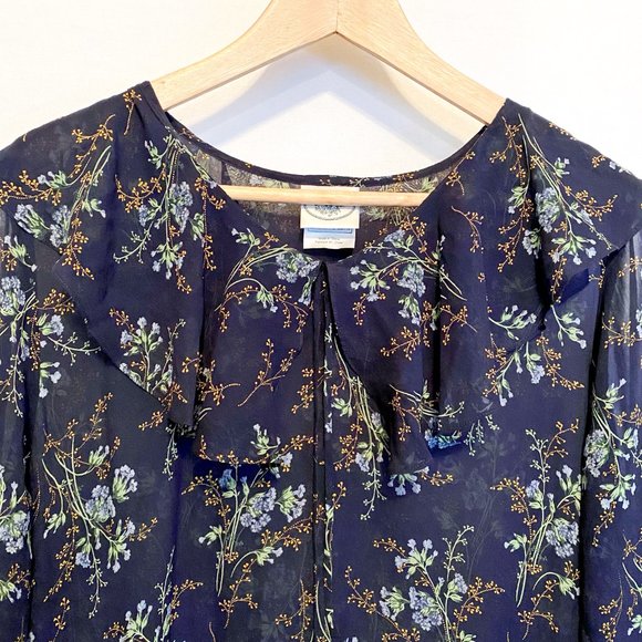 Laura Ashley Vintage Chiffon Drop Waist Dress with Botanical Print - Picture 11 of 11